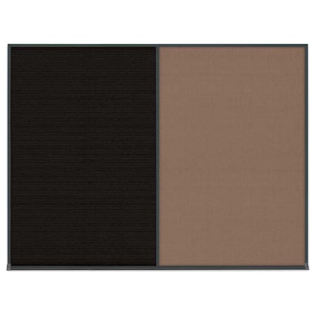 United Visual Products Triple Door Radius Plus Corkboard, 96" x UV8006PLUS-BRONZE-CORK